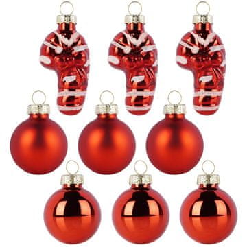 HOMESTYLING Bombki choinkowe staklene crvene 3 cm 9 kom.