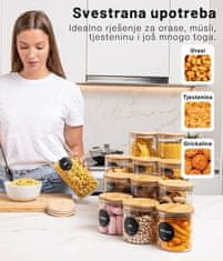 Deco Haus Komplet od 4 čaše za višekratnu upotrebu s bambusovim poklopcem Deco Haus – hermetičke, prikladne za perilicu posuđa i mikrovalnu pećnicu – za kekse, tjesteninu, suhe namirnice, pahuljice, kavu