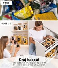 Deco Haus Deco Haus - Komplet od 6 staklenih posuda za pohranu za višekratnu upotrebu s poklopcem od bambusa – Hermetički zatvorene, prikladne za perilicu posuđa ili mikrovalnu pećnicu