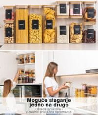 Deco Haus Deco Haus - Komplet od 6 staklenih posuda za pohranu za višekratnu upotrebu s poklopcem od bambusa – Hermetički zatvorene, prikladne za perilicu posuđa ili mikrovalnu pećnicu