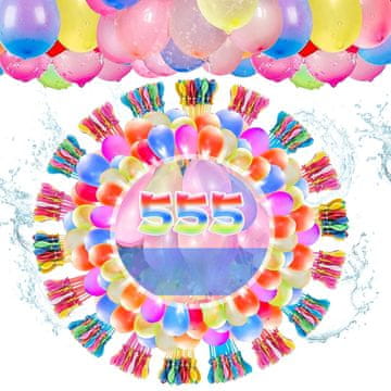 Nikcorp Baloni za vodu vodene bombe s brzim punjenjem i samozatvaranjem, šareni lateks, set od 555 komada, promjer 10-15 cm