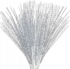 Nikcorp Božićne grančice srebrne, umjetne dekorativne grane sa šljokicama, duljina 67 cm, set od 20 komada, za vijence, drvca i blagdanske aranžmane