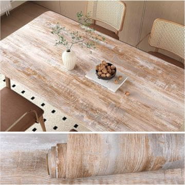 Nikcorp Samoljepljiva vinilna tapeta efekt drva smeđe-siva, vodootporna folija za renovaciju namještaja i kuhinje, 40x300 cm