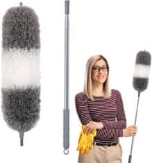 Nikcorp Teleskopski praško od mikrofibre za čišćenje do 245 cm, savitljiva glava, šipka od nehrđajućeg čelika, sivo-bijeli