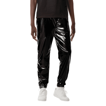 Nikcorp Muške sjajne metalik hlače crne disco party trenirka s elastičnim strukom i vezicom, moderni kroj za klub, hip-hop i streetwear, veličina XL