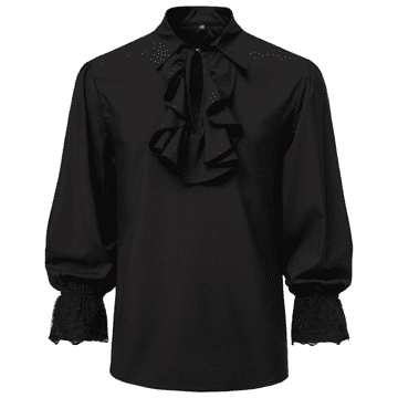 Nikcorp Muška srednjovjekovna piratska renesansna košulja, crna, veličina M, cosplay kostim s vezicom na ovratniku, udoban retro stil za maskenbal