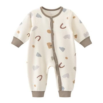 Nikcorp Pamučni kombinezon za bebe dugih rukava s gumbima, bijeli, 100% pamuk, veličina 6-9 mjeseci, udobna i prozračna jednodijelna dječja odjeća