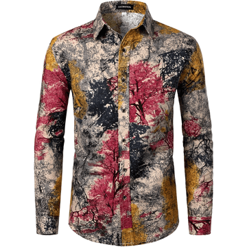 Nikcorp Muška lanena košulja s uzorkom drveća, bijela, elegantna, prozračna, moderan dizajn, Slim Fit kroj, veličina S