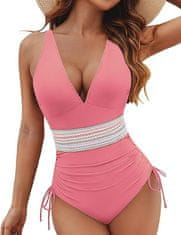 Nikcorp Jednodijelni kupaći kostim ženski za mršavljenje, push-up, podesive naramenice, oblikovanje figure, svijetloružičasta, veličina M