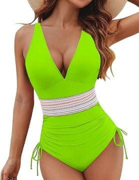 Nikcorp Jednodijelni kupaći kostim ženski za oblikovanje trbuha, push-up efekt mršavljenja, podesive naramenice, neon zeleni, XXL