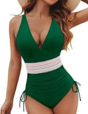 Nikcorp Jednodijelni kupaći kostim ženski s efektom oblikovanja tijela, push-up grudnjakom i podesivim naramenicama, zeleni, veličina M