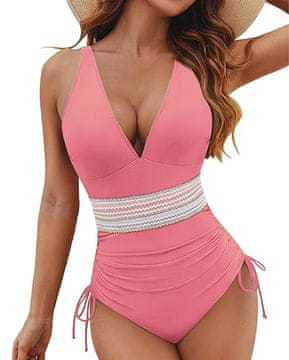 Nikcorp Ženski jednodijelni kupaći kostim za oblikovanje trbuha i efekt mršavljenja, push-up grudnjak, svjetloružičasti, veličina S