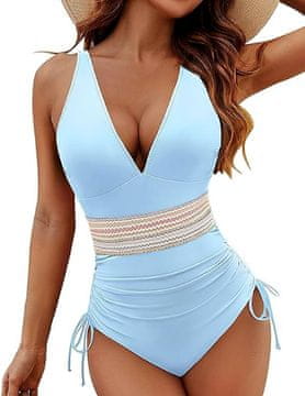 Nikcorp Jednodijelni ženski kupaći kostim s visokim strukom, push-up efektom i podesivim naramenicama, tirkizno-plava boja, veličina S