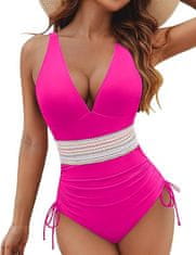 Nikcorp Jednodijelni kupaći kostim za oblikovanje trbuha s push-up efektom, efekt mršavljenja, jarko ružičasta boja, podesive naramenice, veličina S