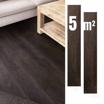 Nikcorp Samoljepljive vinilne ploče za pod, tamno smeđe, efekt drveta, 36 komada - 5 m2, vodootporne i izdržljive podne obloge