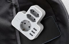 Tessan 327 razdjelnik, 1x Schuko + 2x Euro utičnice, 3x USB-A (TS-327)