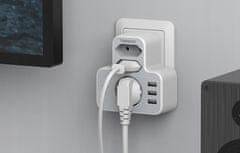 Tessan 327 razdjelnik, 1x Schuko + 2x Euro utičnice, 3x USB-A (TS-327)