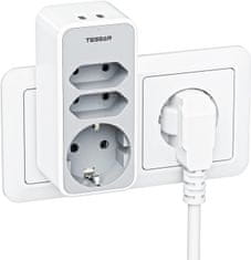 Tessan 330C razdjelnik, 1x Schuko + 2x Euro utičnice, 1x USB-A, 1x USB-C (TS-330-C)