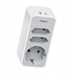 Tessan 330C razdjelnik, 1x Schuko + 2x Euro utičnice, 1x USB-A, 1x USB-C (TS-330-C)
