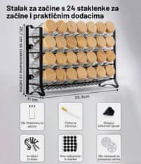 Deco Haus Stalak za začine sa staklenkama za začine Deco Haus – Metalni stalak od 4 razine – Komplet organizatora za kuhinju, stalak za začine s 28 staklenke za začine, 144 naljepnica, četkom, lijevkom, kukom