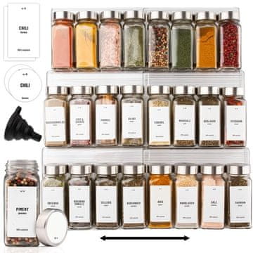 Deco Haus Ladica za stalak za začine [SA POSUDAMA ZA ZAČINE I NALJEPNICAMA] - Ladica za organizatore začina, Organizator za začine, Ladica za umetke za začine