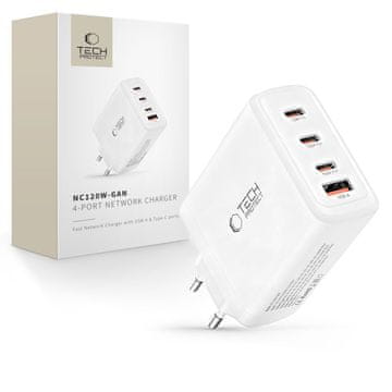 Tech-protect NC120W GaN punjač USB / 3x USB-C 120W PD QC, bijela