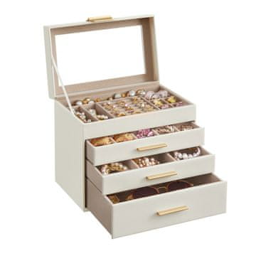 Songmics Kutija za nakit 25x16x21 cm bijela