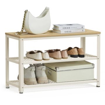 Songmics Klupa za cipele 73x30x45 cm bež s prostorom za pohranu