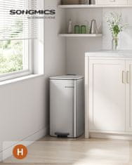 Songmics Pedalna kanta 30 litara 28.5x34x54.4 cm srebrna