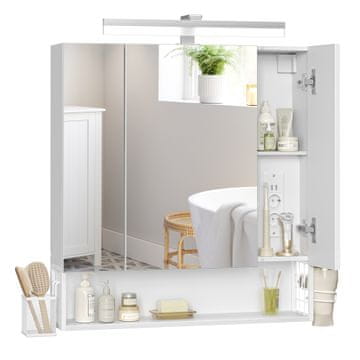 Songmics Kupaonski ormarić ormarić s ogledalom 70x165x75 cm bijela