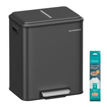 Songmics Kanta za otpad dvodijelna pedalna kanta 417x332x494 cm crna