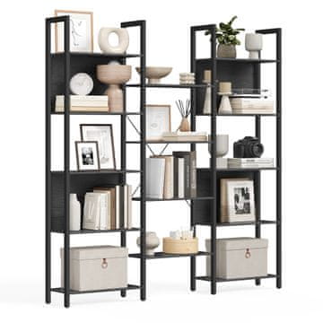 Songmics Polica za knjige s ljestvama 158x24x166 cm smeđa