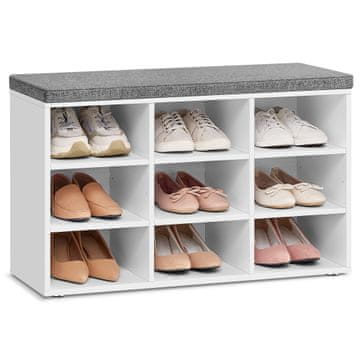 Songmics Klupa za cipele 785x303x48 cm bijela i siva s prostorom za pohranu