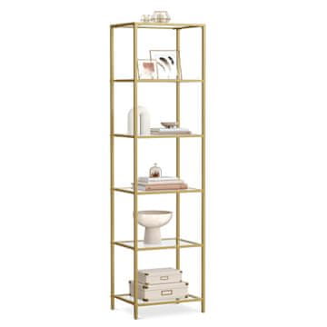 Songmics Polica za knjige 6-etažna uska polica 40x30x1773 cm zlatna
