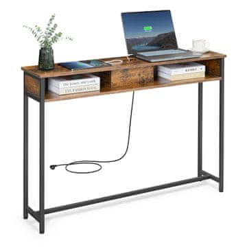 Songmics Konzolni stol 120x25x81 cm smeđa s prostorom za pohranu