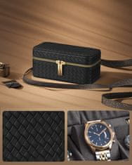 Songmics Putna kutija za satove 3 utora 20x11x9 cm crna