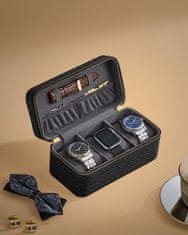 Songmics Putna kutija za satove 3 utora 20x11x9 cm crna