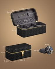 Songmics Putna kutija za satove 3 utora 20x11x9 cm crna