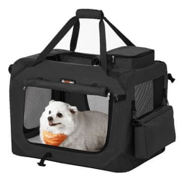 Songmics Transporter za kućne ljubimce prijenosni sklopivi od tkanine 60x42x42 cm crna