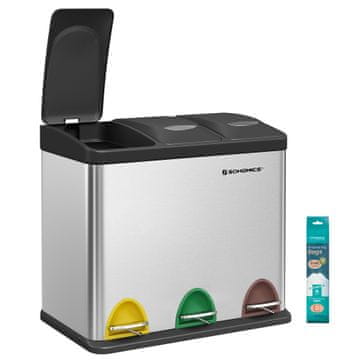Songmics Kanta za recikliranje 3-u-1 pedalna kanta 465x295x405 cm srebrna