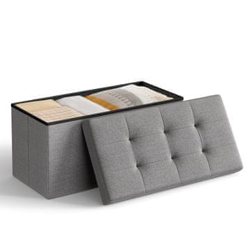 Songmics Tabure s prostorom za pohranu 76x38x38 cm siva