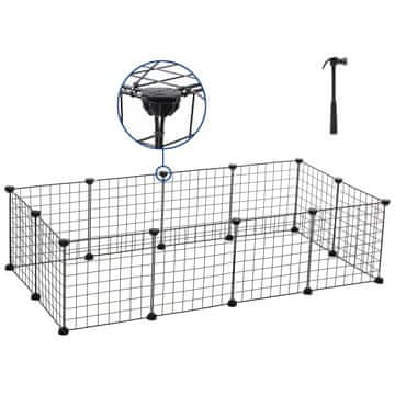 Songmics Ogradica za male životinje 143x73x46 cm crna