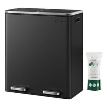 Songmics Kuhinjska kanta za otpad dvostruki pretinac 585x36x65 cm crna