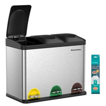 Songmics Kanta za recikliranje pedalna kanta 45 litara 605x405x485 cm srebrna i crna