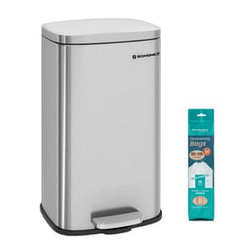 Songmics Kuhinjska kanta za smeće 34.8x29.7x63.3 cm srebrna