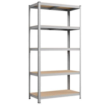 Songmics Regal 5 polica 50x100x200 cm srebrna