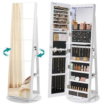 Songmics Ormarić za nakit JJC007W01 55x55x162 cm bijela