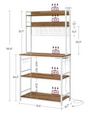 Songmics Kuhinjska polica 40x80x170 cm smeđa