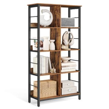 Songmics Polica za knjige 4-etažna ljestvasta polica 80x33x149 cm smeđa i crna