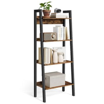Songmics Polica za knjige s ljestvama 56x34x1375 cm smeđa
